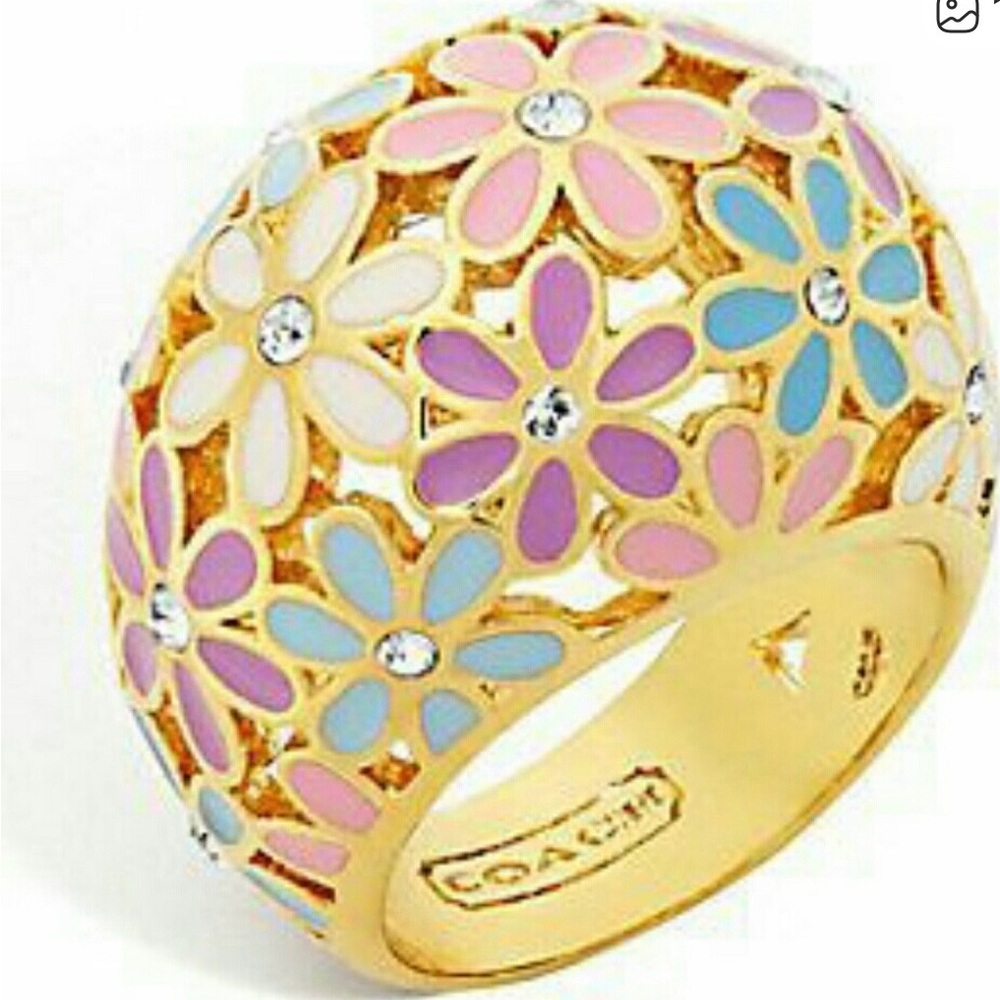 Coach Floral Dome Ring with Pastel Enamel